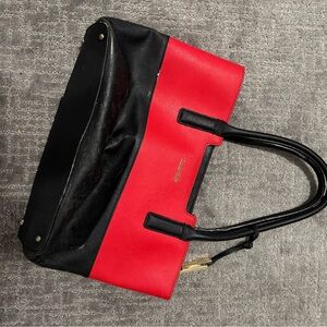 Calvin Klein Two-Tone Red and Black Tote